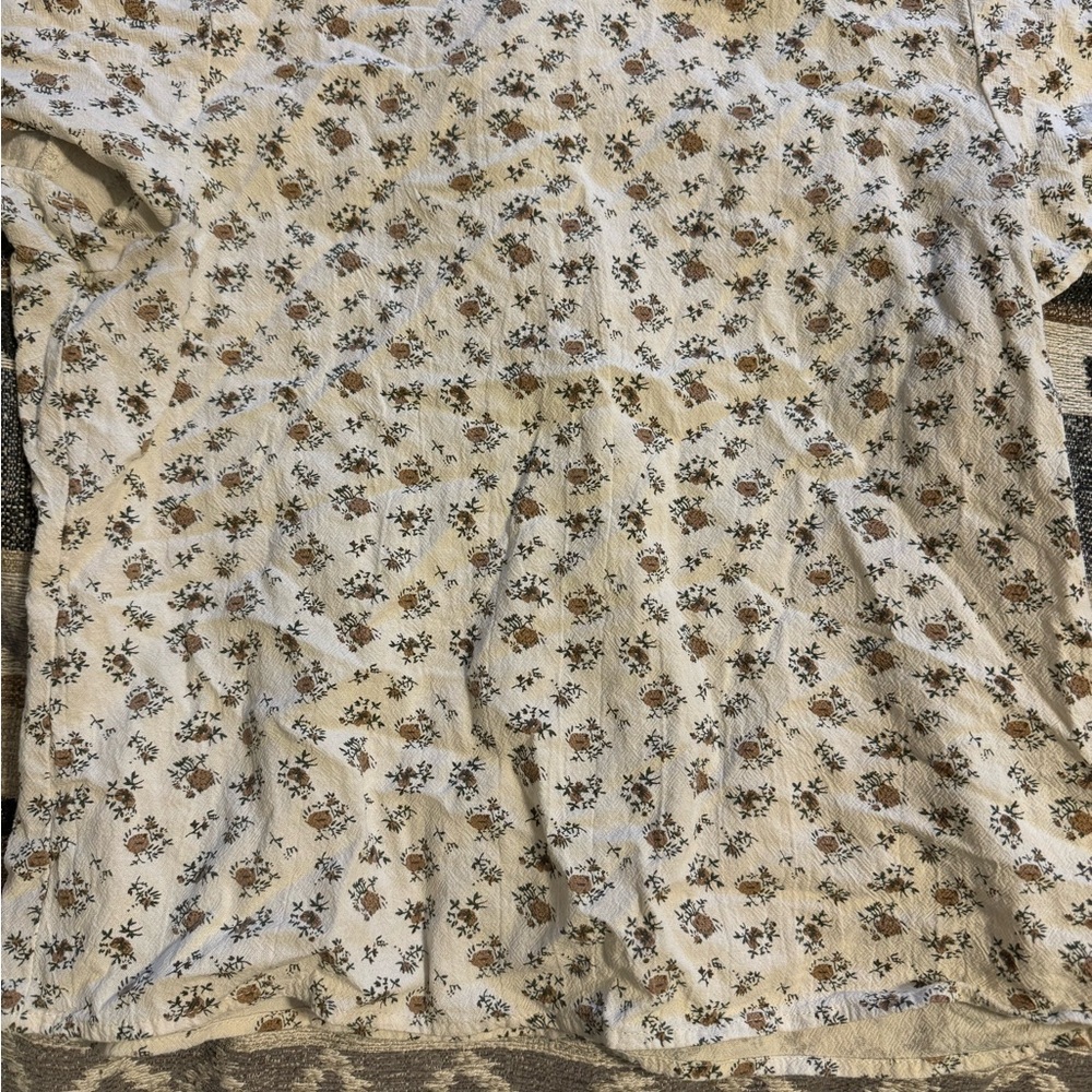 Floral Textured Blouse in Cream and Brown cotton top!!